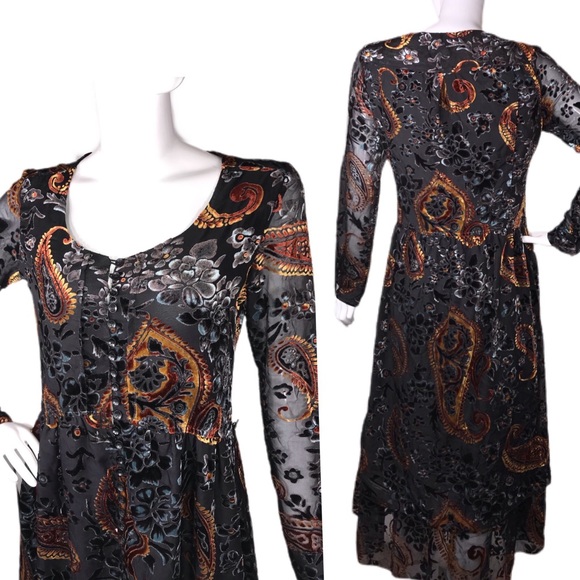 Adore Dresses & Skirts - ADORE Small (S) Romantic Velour Mystical Burnout Dress
